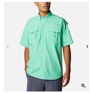 Columbia PFG short sleeve teal shirt, size large